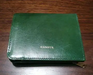 키소라 이탈리아 가죽 2단 접이식 지갑 그린