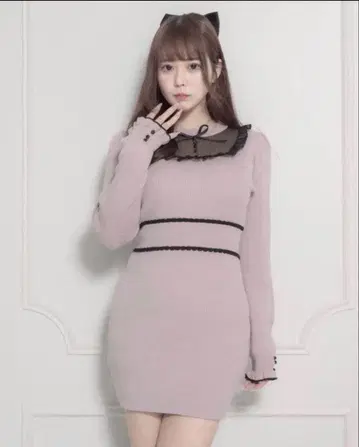 pium 니트 원피스 핑크