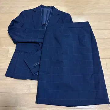 [새상품급] THE SUIT COMPANY 네이비 체크 무늬 정장 세트