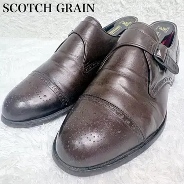 스코치 그레인 몽크 스트랩 가죽 신발 25.5cm 브라운 일본제