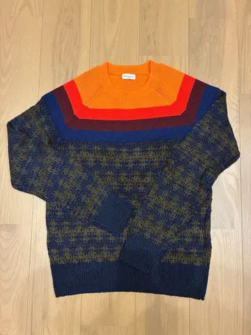 드리스반노튼 니트 스웨터 오렌지/네이비