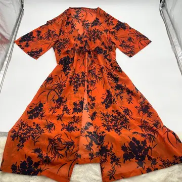 AZUL BY MOUSSY 부케 플라워 가운 화려한 봄/여름 F 오렌지