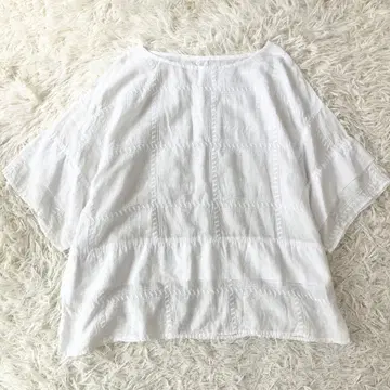 tumugu 츠무구 블라우스 풀오버 오버 사이즈 프리 화이트 자수