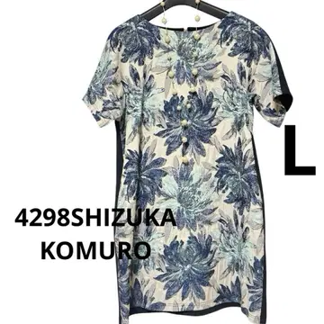 4298 시즈카 코무로 튜닉 원피스 반팔 꽃무늬 L