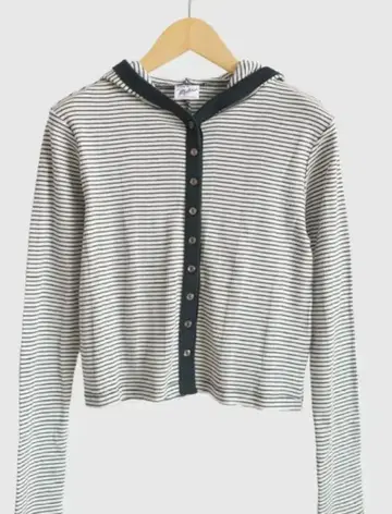 야마다야 스트라이프 패턴 후드 부착 가디건