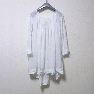 LUXE toujours 린넨 거즈 개더 턱 블라우스 상의