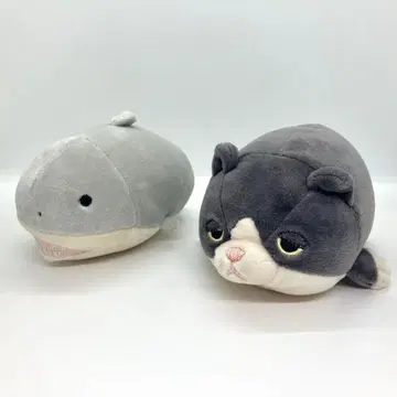 마쉬멜로우 애니멀 상어, 고양이 봉제 인형 2개 / 리브하트