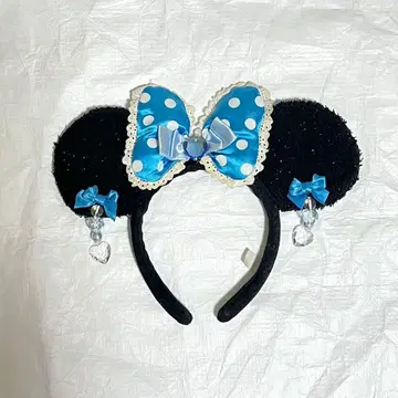 디즈니 귀찌 머리띠 블루 파랑 리본 미니