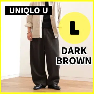 25AW 유니클로 유 브러쉬드 맨투맨 와이드 팬츠 다크 브라운 L