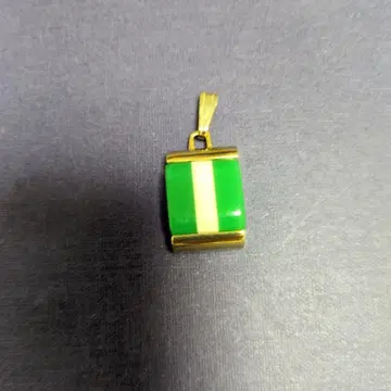 빈티지 그린과 화이트 스트라이프 펜던트 탑