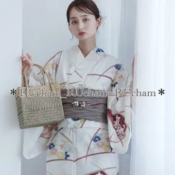 새상품 [크림에 노시몬의 고전 꽃 ] utatane 우타타네 유카타 단품