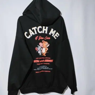 새상품 지퍼 후드티 L 톰과 제리 타피 자수 빅 실루엣