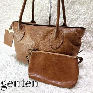 겐텐 대용량 가죽 토트백 숄더 A4 파우치 포함