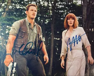 크리스 프랫 & 브라이스 달라스 하워드 친필 사인 사진 ua