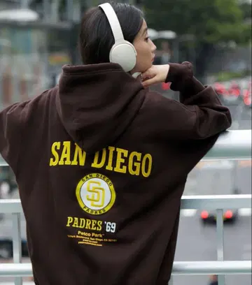 MLB/파드레스 로고 자수 백 디자인 후드티 M