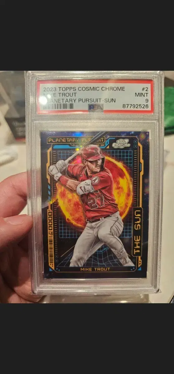 LA 마이크 트라웃 2023 Topps Cosmic 크롬 카드 PSA9