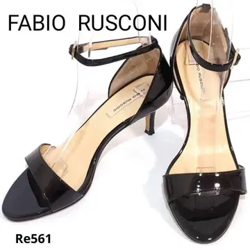 파비오 루스꼬니 에나멜 패턴트 레더 앵클 스트랩 블랙