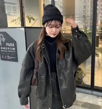 빈티지 라이크 인조 가죽 BIG 블루종