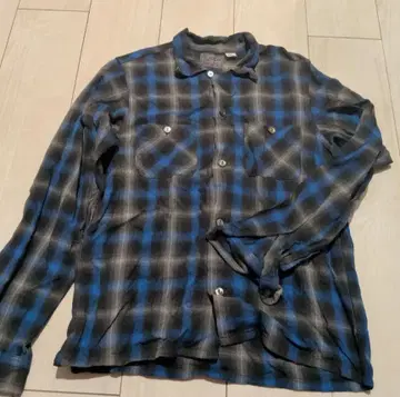 리얼 맥코이 조 맥코이 옴브레 체크 오픈 카라 셔츠 S