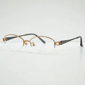 일본제 깊은 골드 x 블랙 하프림 안경 프레임 렌즈 교환 가능 새상품