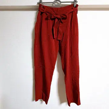 오아시스 웨이스트 리본 테이퍼드 팬츠 레드 UK14