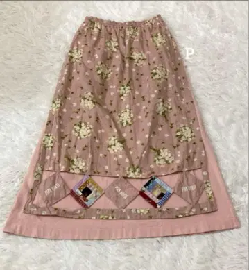 핑크하우스 에이프런 포함 스커트 패치워크 핑크