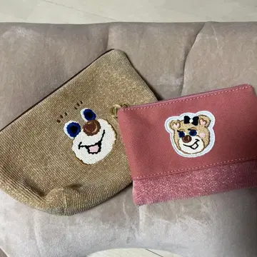 페이러 도업 테디 메이크 파우치 코스메틱 파우치 핑크 세트