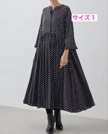 완판 사이즈 1 비어즐리 BEARDSLEY 도트 개더 원피스