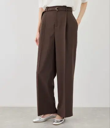 카나파 벨트 포함 와이드 팬츠/셋업 가능 브라운 S