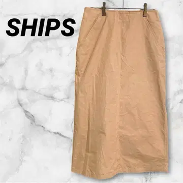 고품질 [쉽스] 트라페즈 롱 스커트 염축 가공 스티치 38 베이지