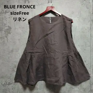 BLUE FRONCE 린넨 100% 페플럼 블라우스 튜닉 슬리브리스