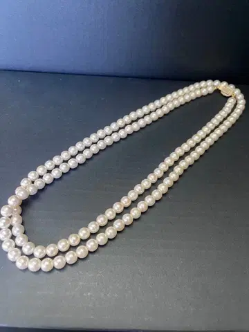 진주 이중 목걸이 금장 장식 클로징