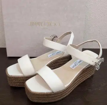 JIMMY CHOO 지미추 가죽 웨지솔 샌들