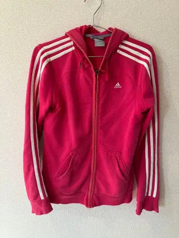 adidas 핑크 풀 지퍼 후드티