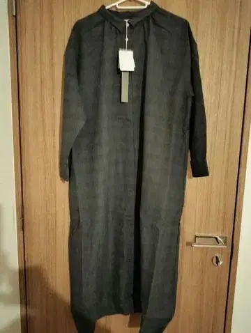 새상품 08맵 섀도우 체크 원피스 조개 단추 나츄란