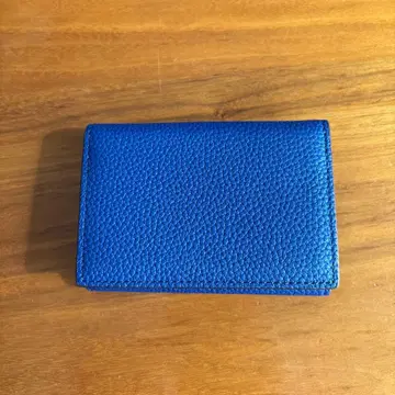 COGURE 가죽 명함지갑 이단 접이 로얄 블루 천연 가죽