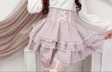 MARS 펄 리본 프릴 치마바지