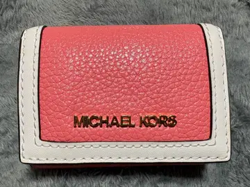 MICHAEL KORS 3단 폴더형 지갑 살몬 핑크/화이트