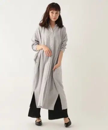 새상품! 스튜디오 클립 롱 가운 셔츠 원피스 라이트 그레이