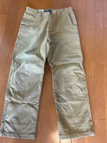 빈티지 마운틴 카키스 베이지 워크 팬츠 빨간색 로고