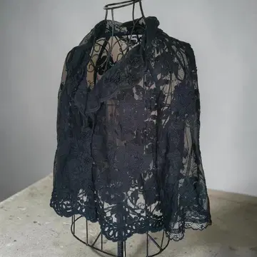 도로시 Jean Casar 입체 자수 레이스 시어 블라우스