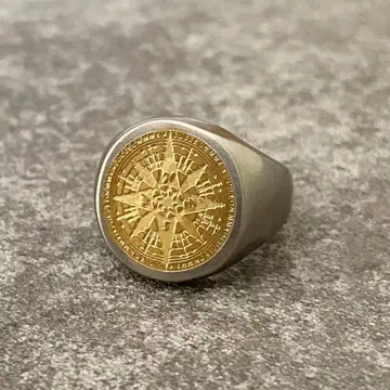 멕시칸 주얼리 실버 골드 시그넷 반지 나침반 방위침