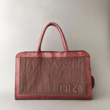 경량 BIZA 이비사 A4 대응 플로럴 엠보 x 나일론 천연 가죽 토트백