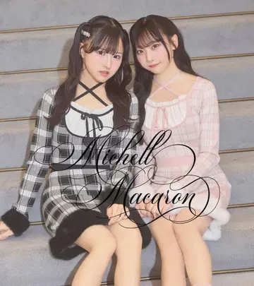 Michell Macaron 크로스 리본 퍼 체크 원피스