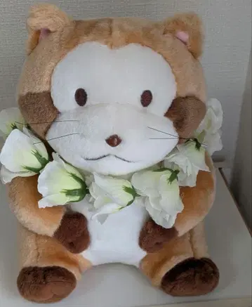 너구리 라스칼 봉제 인형 꽃 화관