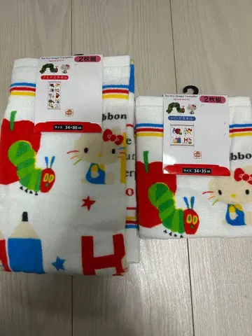 헬로키티 배고픈 애벌레 콜라보 타월 페이스타월 핸드타월