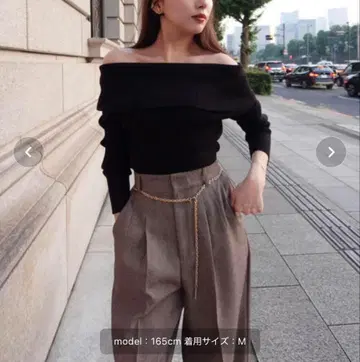 PROPORTION BODY DRESSING 오프숄더 리브 니트 M 블랙