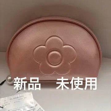 MARY QUANT 핑크 꽃 모티브 돔형 파우치