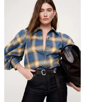 바나나리퍼블릭 플란넬 볼륨 슬리브 셔츠