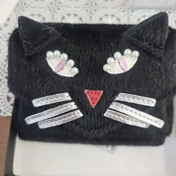 cassimi 고양이 얼굴 디자인 3단 폴더형 지갑